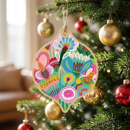 Pastel Flora Australian Christmas Bauble Kirsten Katz