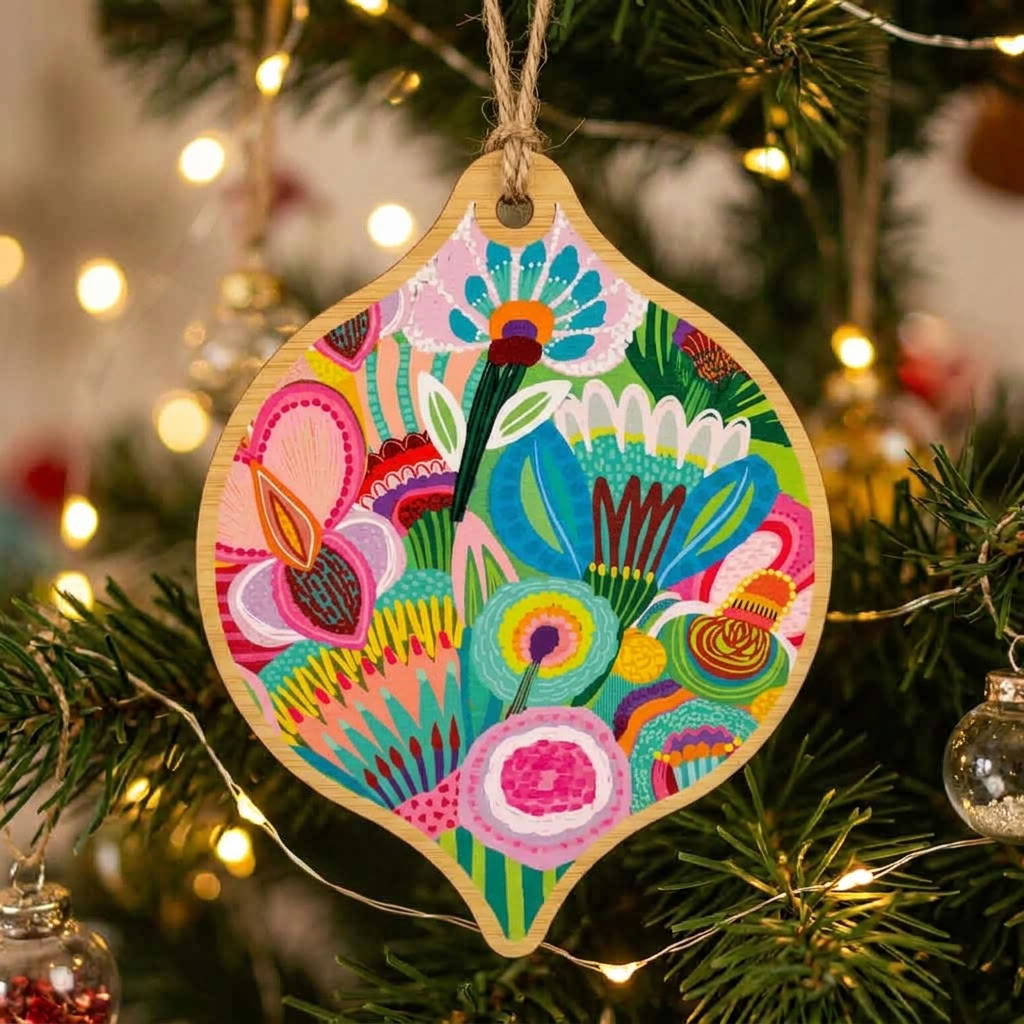 Pastel Flora Australian Christmas Bauble Kirsten Katz