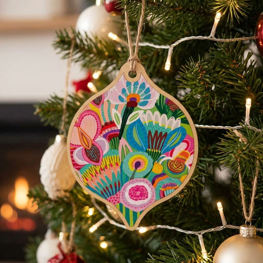 Pastel Flora Australian Christmas Bauble Kirsten Katz