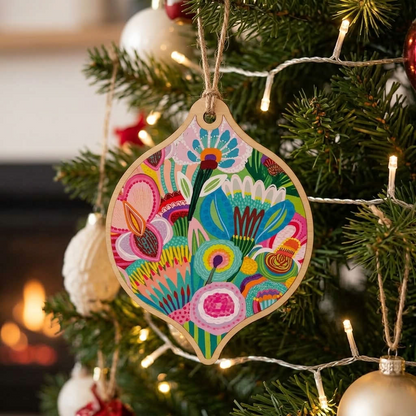 Pastel Flora Australian Christmas Bauble Kirsten Katz