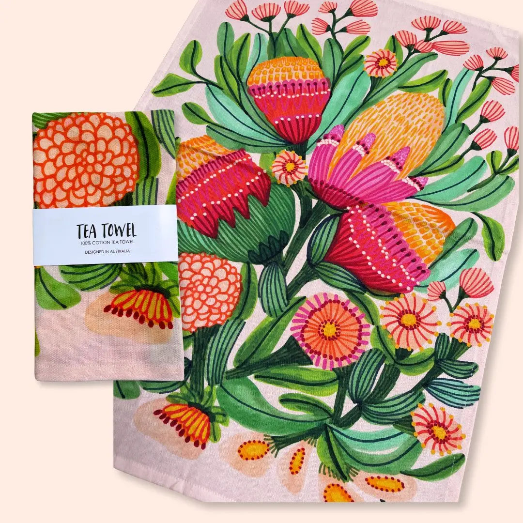 Protea Blooms Designer Tea Towel