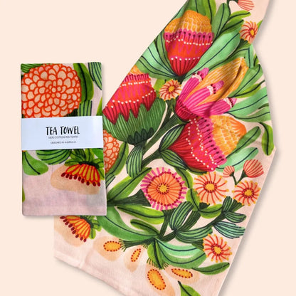Protea Blooms Designer Tea Towel