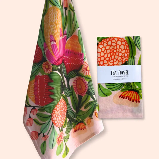 Protea Blooms Designer Tea Towel