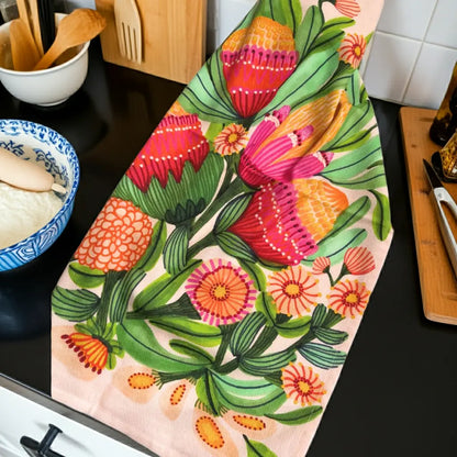 Protea Blooms Designer Tea Towel