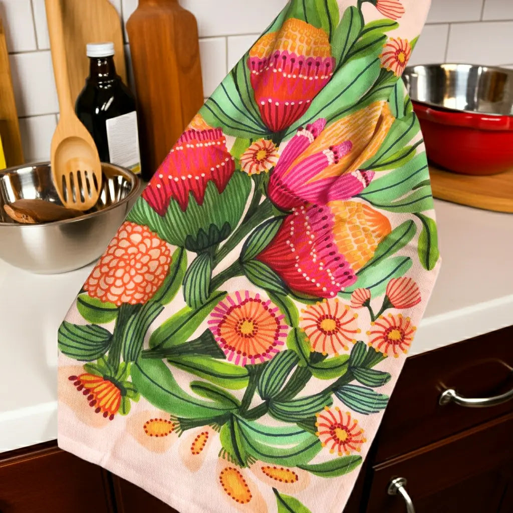 Protea Blooms Designer Tea Towel