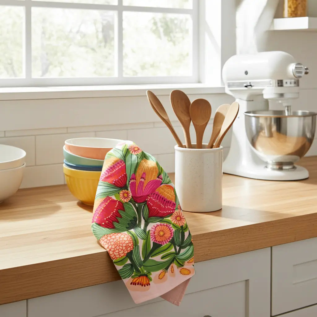 Protea Blooms Designer Tea Towel