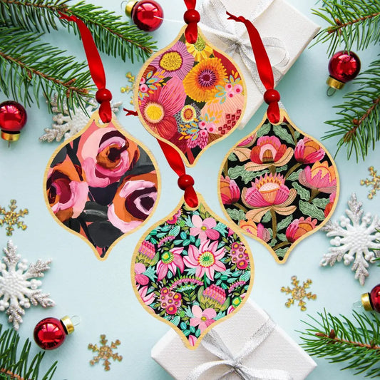 Pink Lovers Christmas Baubles Set 4  Kirsten Katz