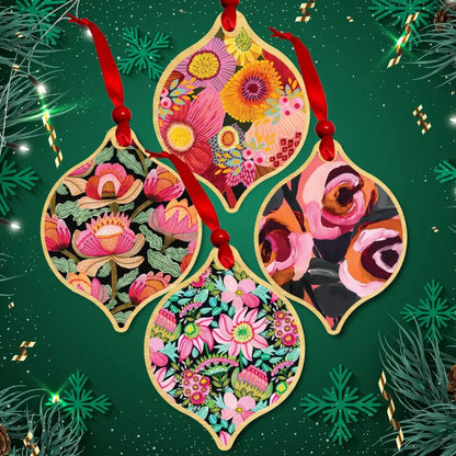 Pink Lovers Christmas Baubles Set 4  Kirsten Katz