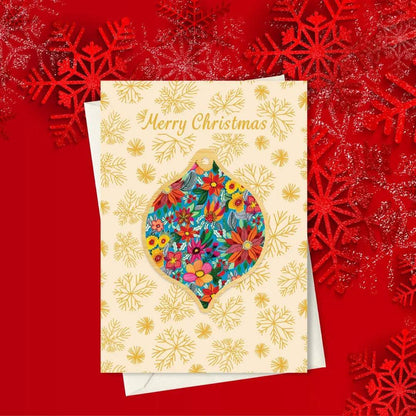 Poinsettia Flowers Australian Christmas Card & Bauble Kirsten Katz