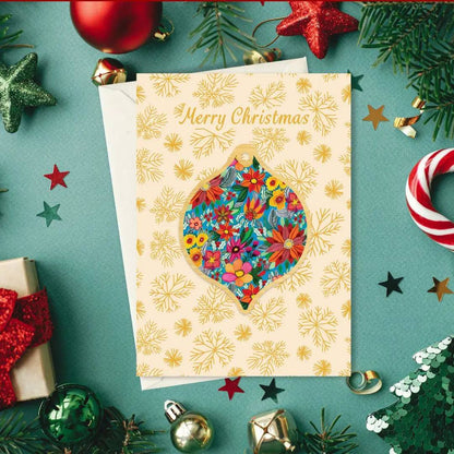 Poinsettia Flowers Australian Christmas Card & Bauble Kirsten Katz