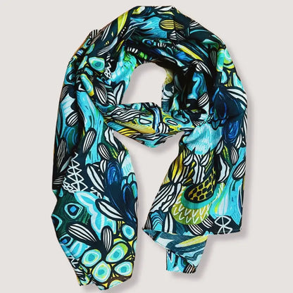Protea Azure Silk Scarf Kirsten Katz