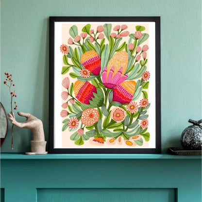 Protea & Gum Blossoms Art Print Kirsten Katz