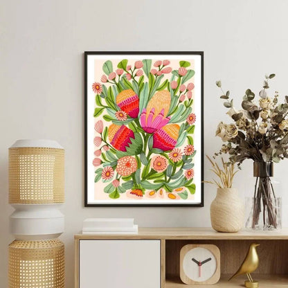 Protea & Gum Blossoms Art Print Kirsten Katz