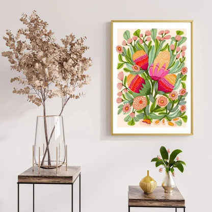 Protea & Gum Blossoms Art Print Kirsten Katz