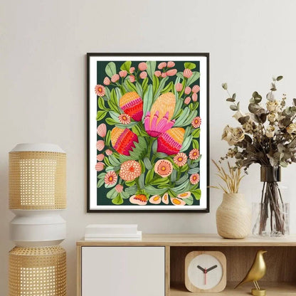 Protea & Gum Blossoms Wall Art Print Kirsten Katz
