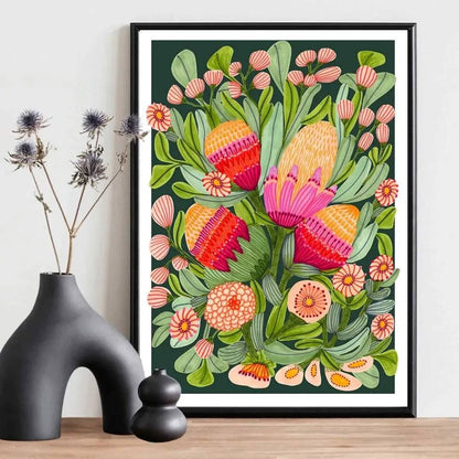 Protea & Gum Blossoms Wall Art Print Kirsten Katz
