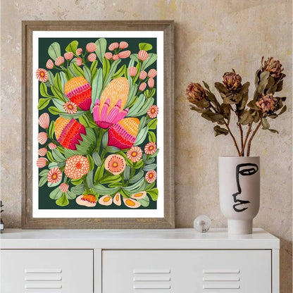 Protea & Gum Blossoms Wall Art Print Kirsten Katz