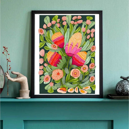 Protea & Gum Blossoms Wall Art Print Kirsten Katz