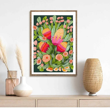 Protea & Gum Blossoms Wall Art Print Kirsten Katz