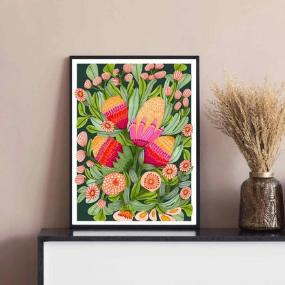 Protea & Gum Blossoms Wall Art Print Kirsten Katz