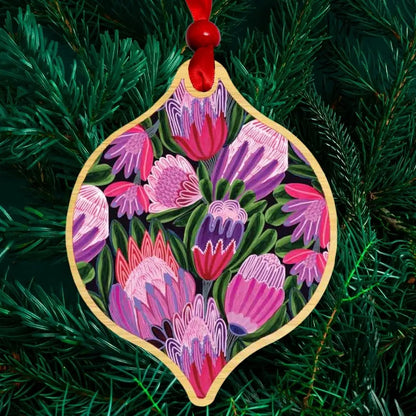 Purple Proteas Australian Christmas Bauble  Kirsten Katz