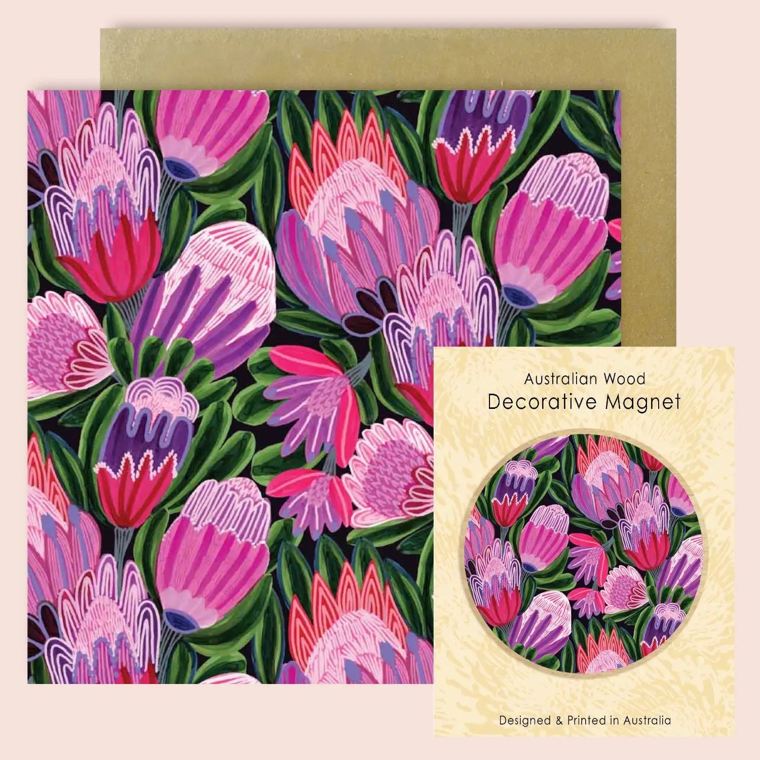 Purple Proteas Magnet & Card Set  Kirsten Katz
