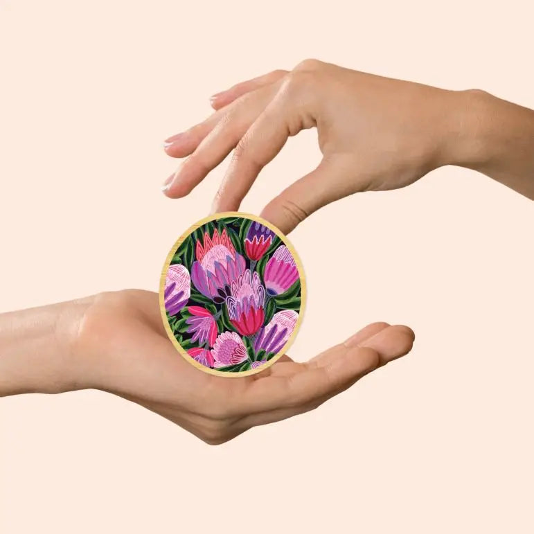 Purple Proteas Wooden Brooch  Kirsten Katz