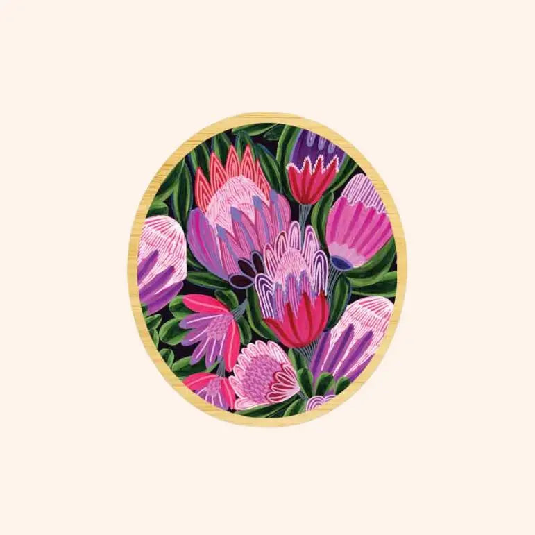 Purple Proteas Wooden Brooch  Kirsten Katz
