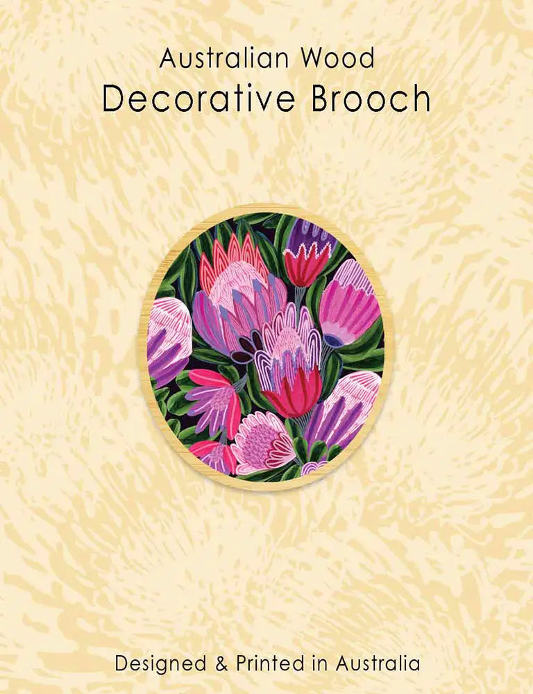 Purple Proteas Wooden Brooch  Kirsten Katz