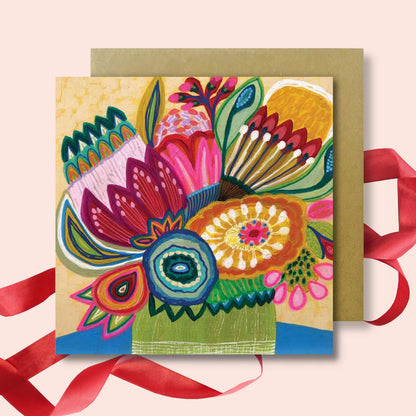 Radiant Flowers greeting card 1 - hand-painted Australian floral art by Kirsten Katz