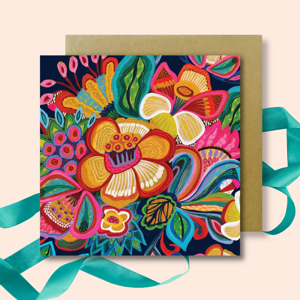 Radiant Flowers greeting card 2 - hand-painted Australian floral art by Kirsten Katz