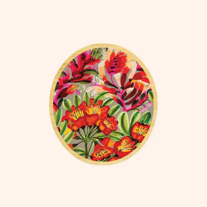 Red Hot Pokers Wooden Brooch  Kirsten Katz