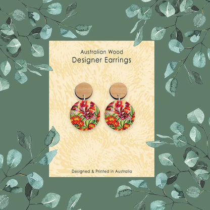 Red Hot Pokers Wooden Earrings  Kirsten Katz