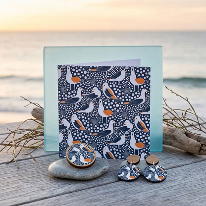 Seagulls Earrings & Brooch Gift Set - Kirsten Katz