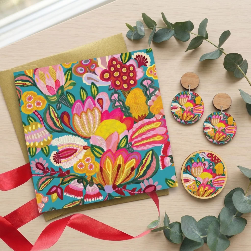 Sugarplum Flowers Earrings & Brooch Gift Set - Kirsten Katz