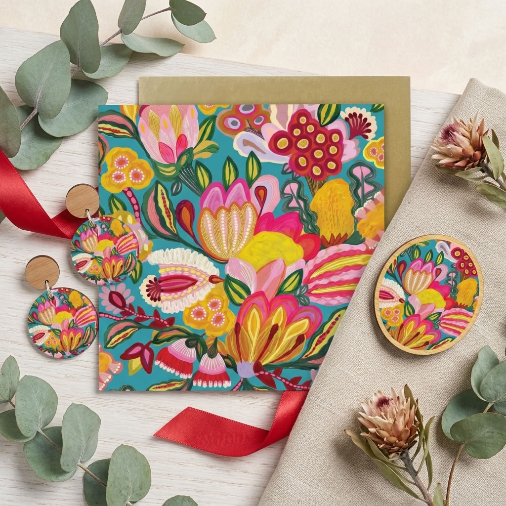 Pink floral jewellery gift set - Sugarplum Flowers earrings and brooch - Kirsten Katz