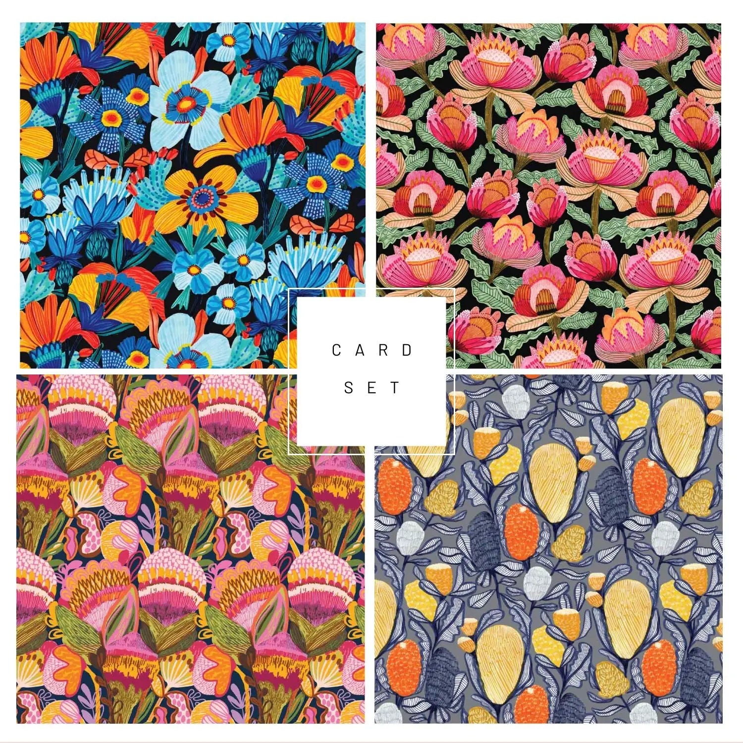 Set of 4 Greeting Cards – Cornflowers  Kirsten Katz