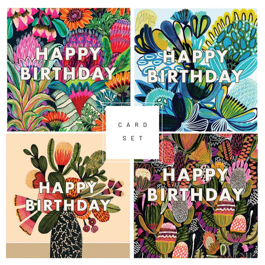 Set of 4 Greeting Cards – Happy Birthday Set  Kirsten Katz