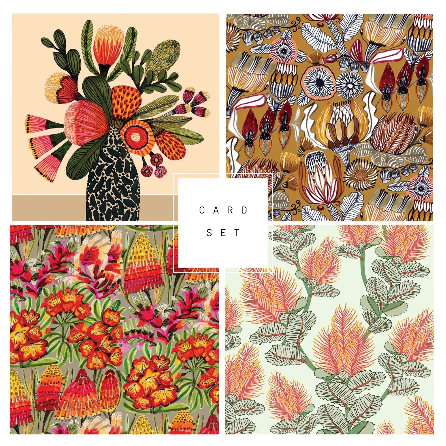 Set of 4 Greeting Cards – Neutral Natives  Kirsten Katz