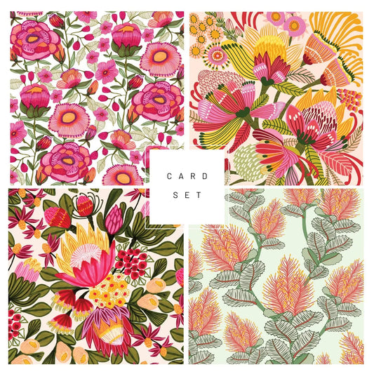 Set of 4 Greeting Cards – Peony & Proteas  Kirsten Katz