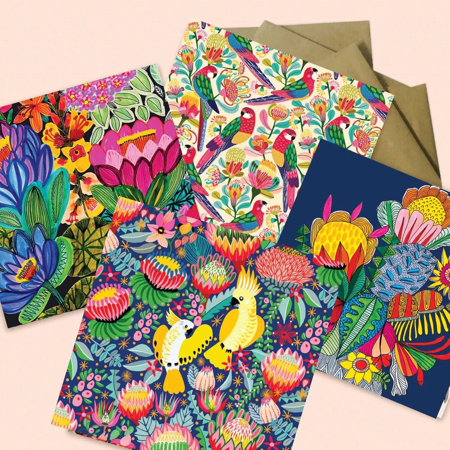 Set of 4 Greeting Cards – Tropical Paradise  Kirsten Katz