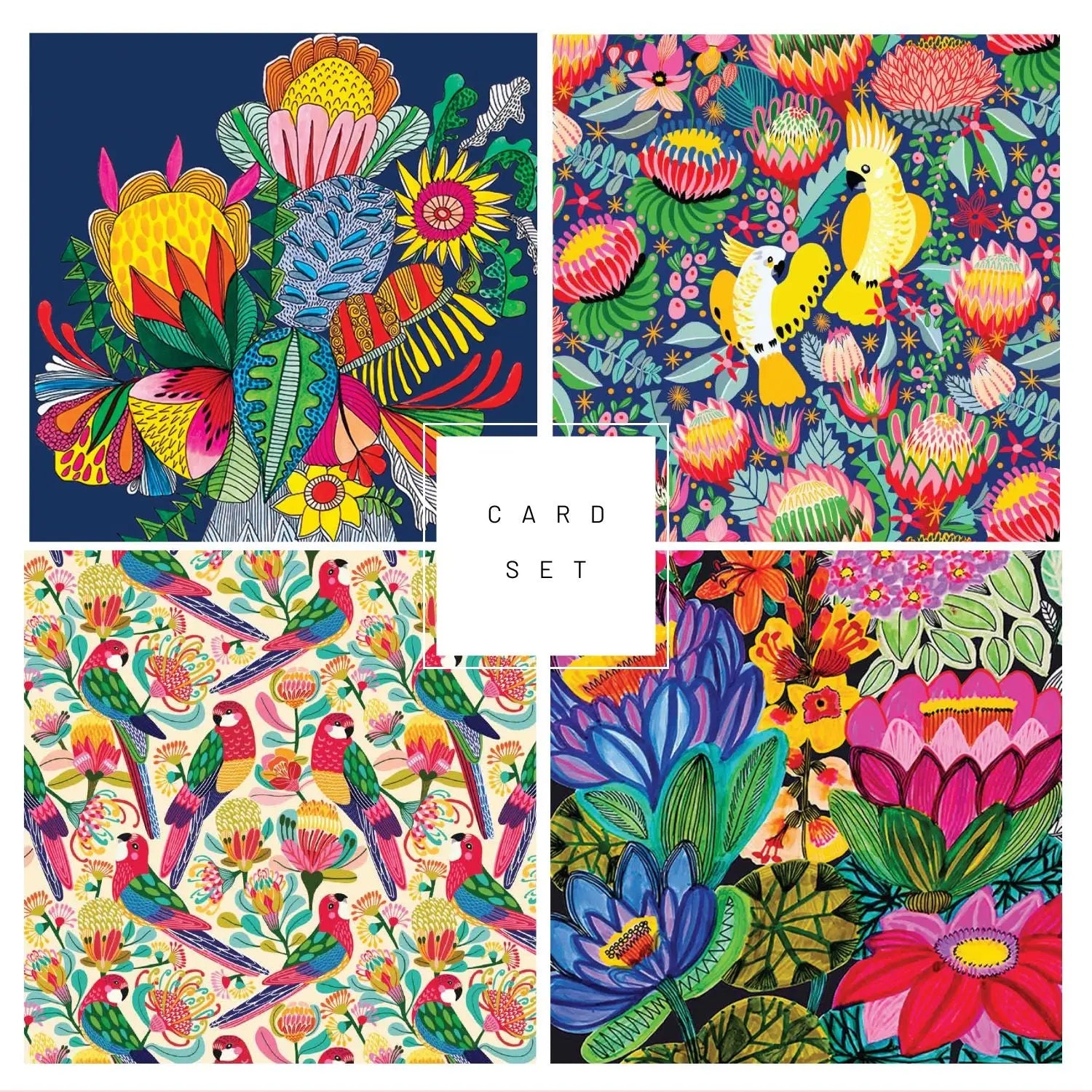 Set of 4 Greeting Cards – Tropical Paradise  Kirsten Katz