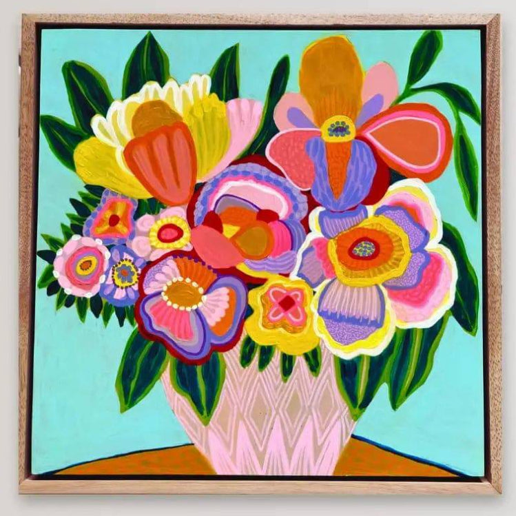 Spring Flowers in Pink Vase Original Painting Kirsten Katz