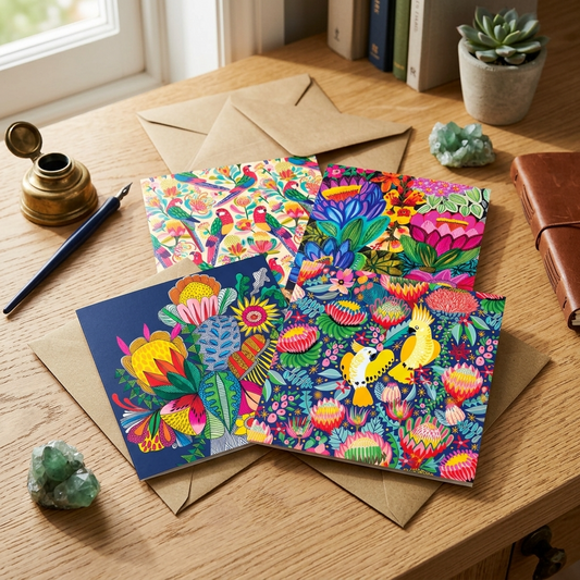 Set of 4 Greeting Cards – Tropical Paradise