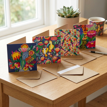 Set of 4 Greeting Cards – Tropical Paradise