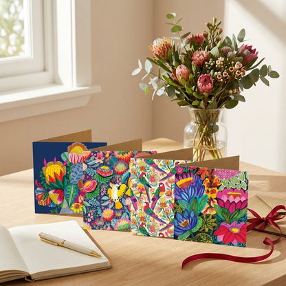 Set of 4 Greeting Cards – Tropical Paradise