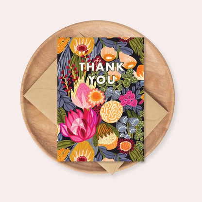 Thank You Card – Pink Protea & Native Flowers  Kirsten Katz