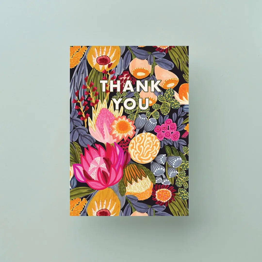 Thank You Card – Pink Protea & Native Flowers  Kirsten Katz