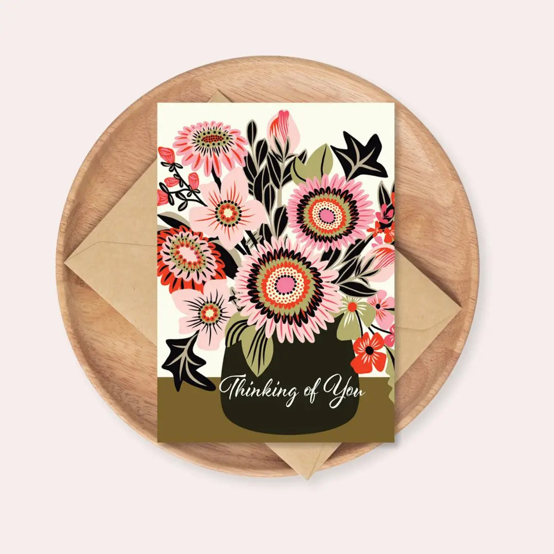 Thinking of You Card – Sunflowers & Daisies in Vase  Kirsten Katz