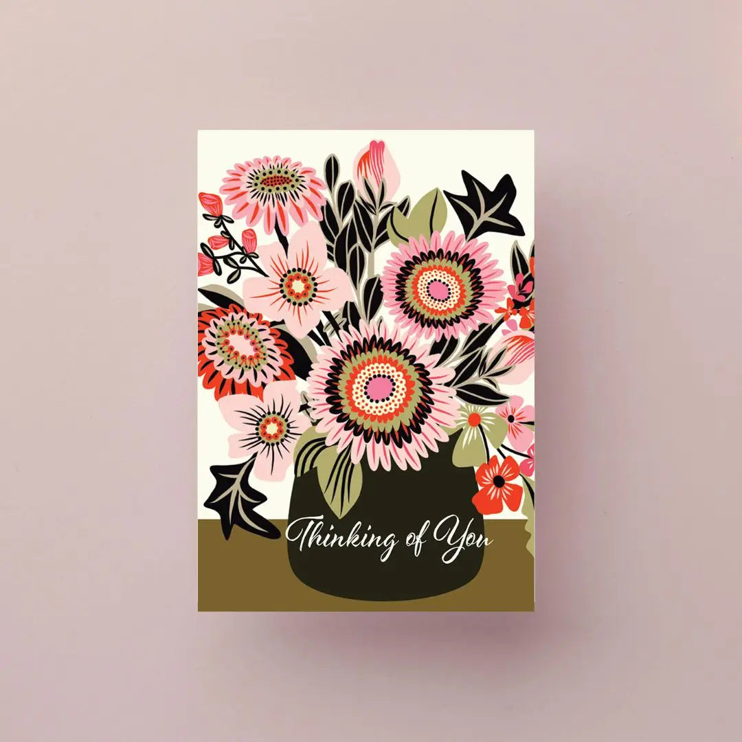 Thinking of You Card – Sunflowers & Daisies in Vase  Kirsten Katz